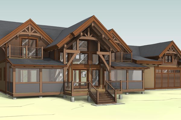 Lake-of-Woods-Cottage-Ontario-Canadian-Timberframes-Design-south-West-Perspective